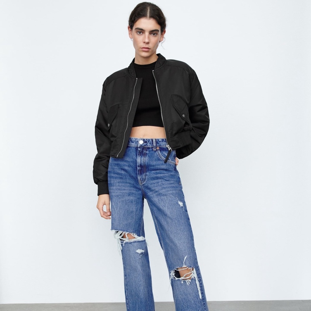 Zara Cropped Bomber Jacket